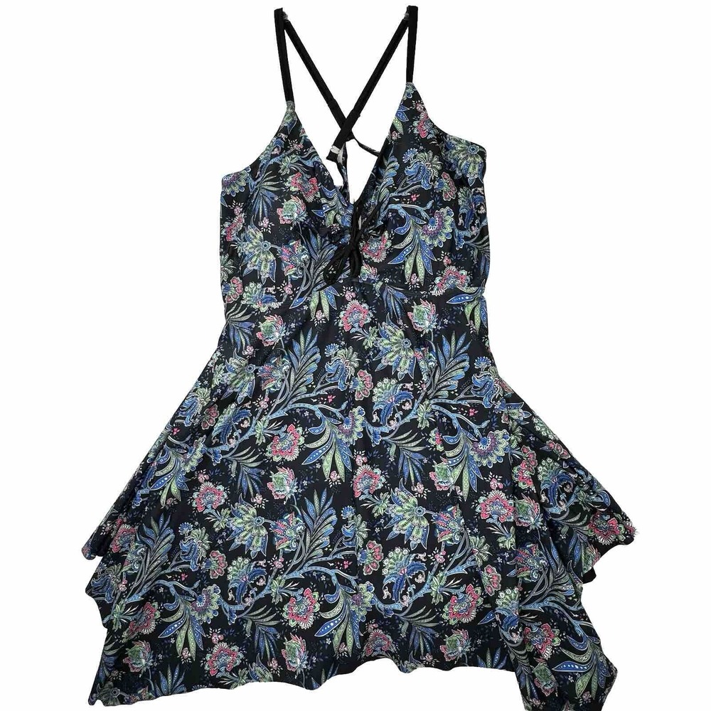 Hanna Nikole Swim Dress Womens plus Size 26W Colorful Bright Floral One‎ Piece